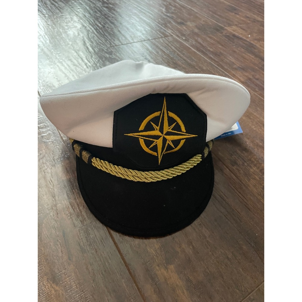 Captain Hat Youth One Size White Nautical Sailor Costume Accessory Halloween